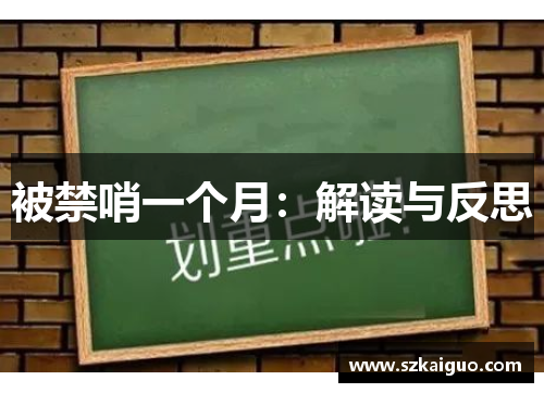 被禁哨一个月：解读与反思